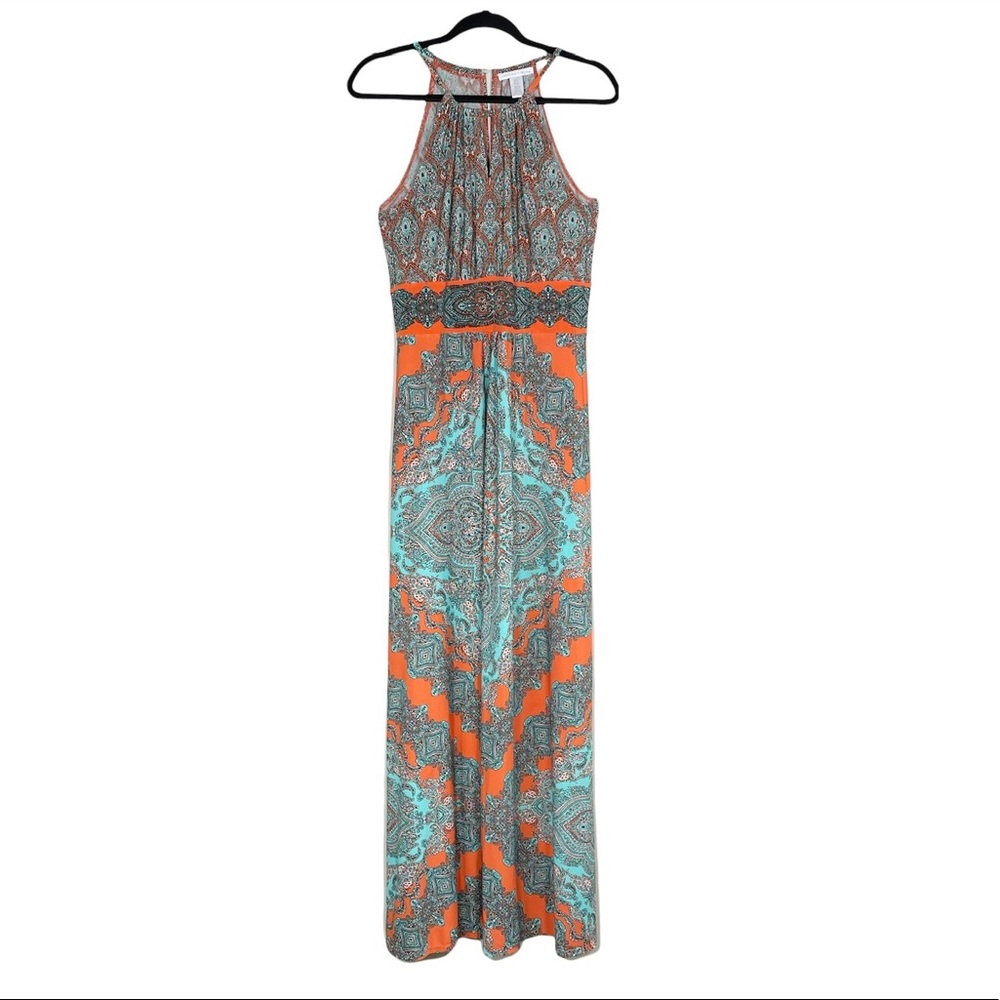 London Times Boho Halter Maxi Dress
